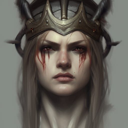 Detailed Barbarian Female Portrait in Dark Fantasy Style
