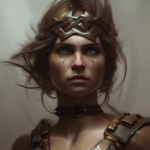 Detailed Barbarian Woman Portrait in Dark Fantasy Style
