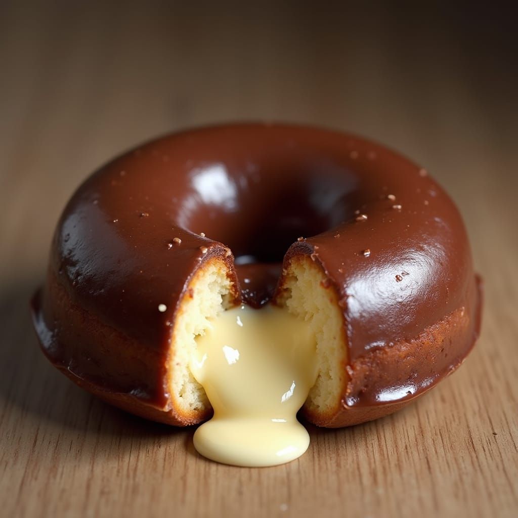 Chocolate Bavarian Crème Doughnut in Hyper-Realistic Style
