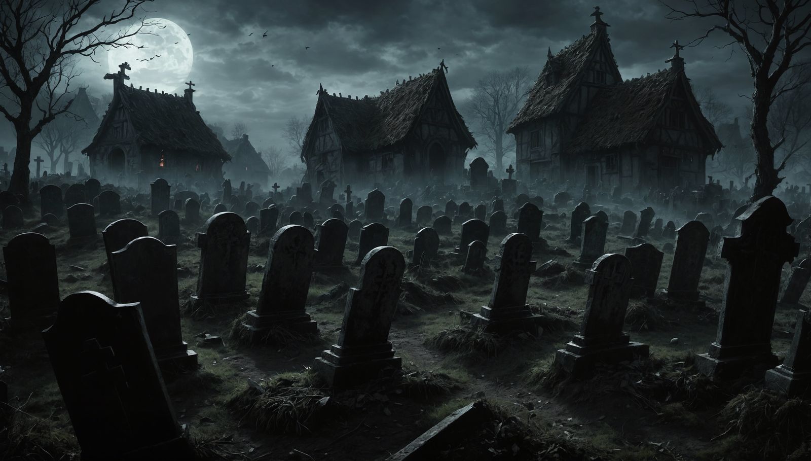 the undead crawling out from graves on the outskirts of a sleepy village ;