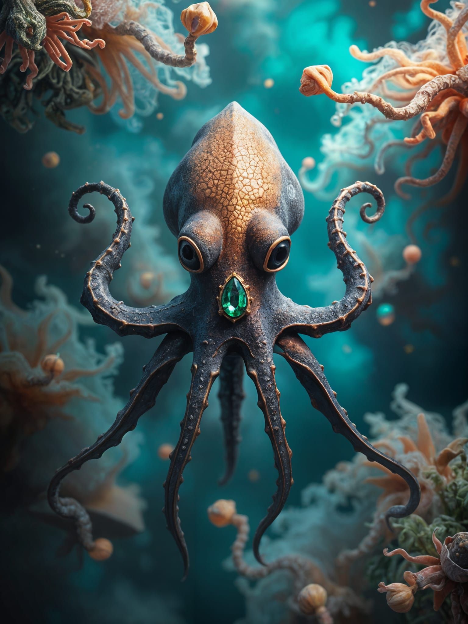 Fantasy Squid in Liminal Space Artwork