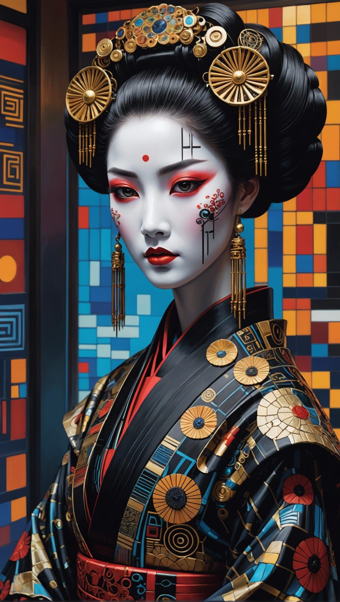 Robotic Geisha in Dark Fantasy Concept Art