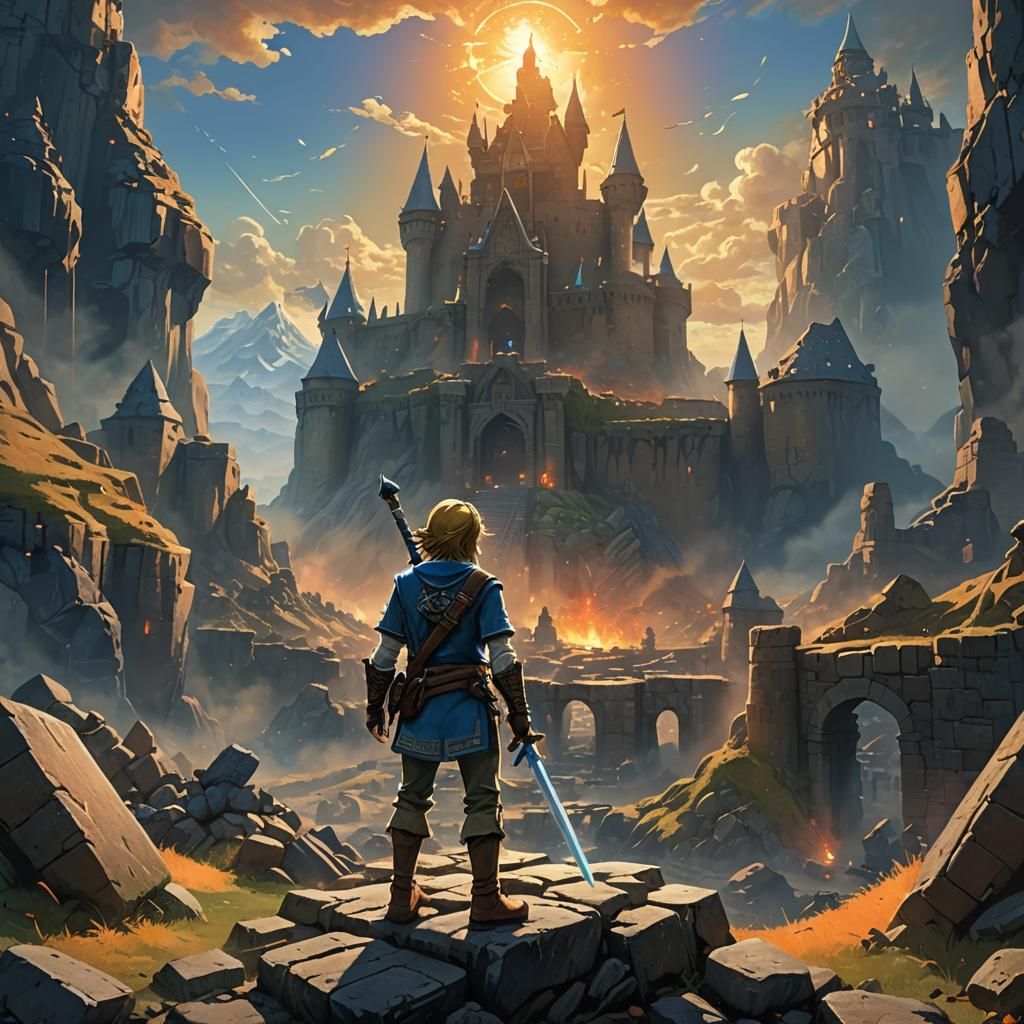 Link in Ruined Hyrule Castle: Matte Painting