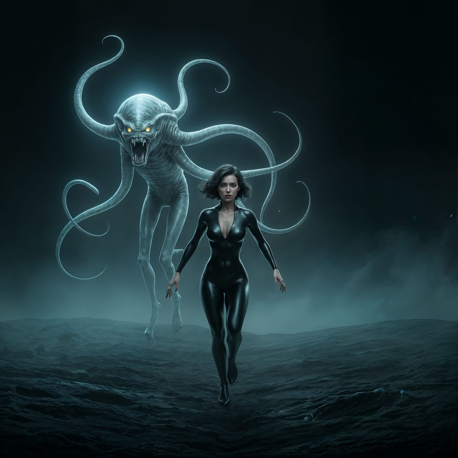 Running From Moon Alien Creature