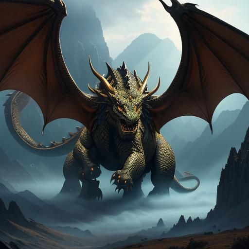 Epic Dragon Rider in Misty Valley