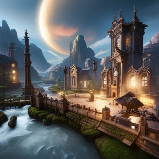 Detailed Matte Painting in Deep Color