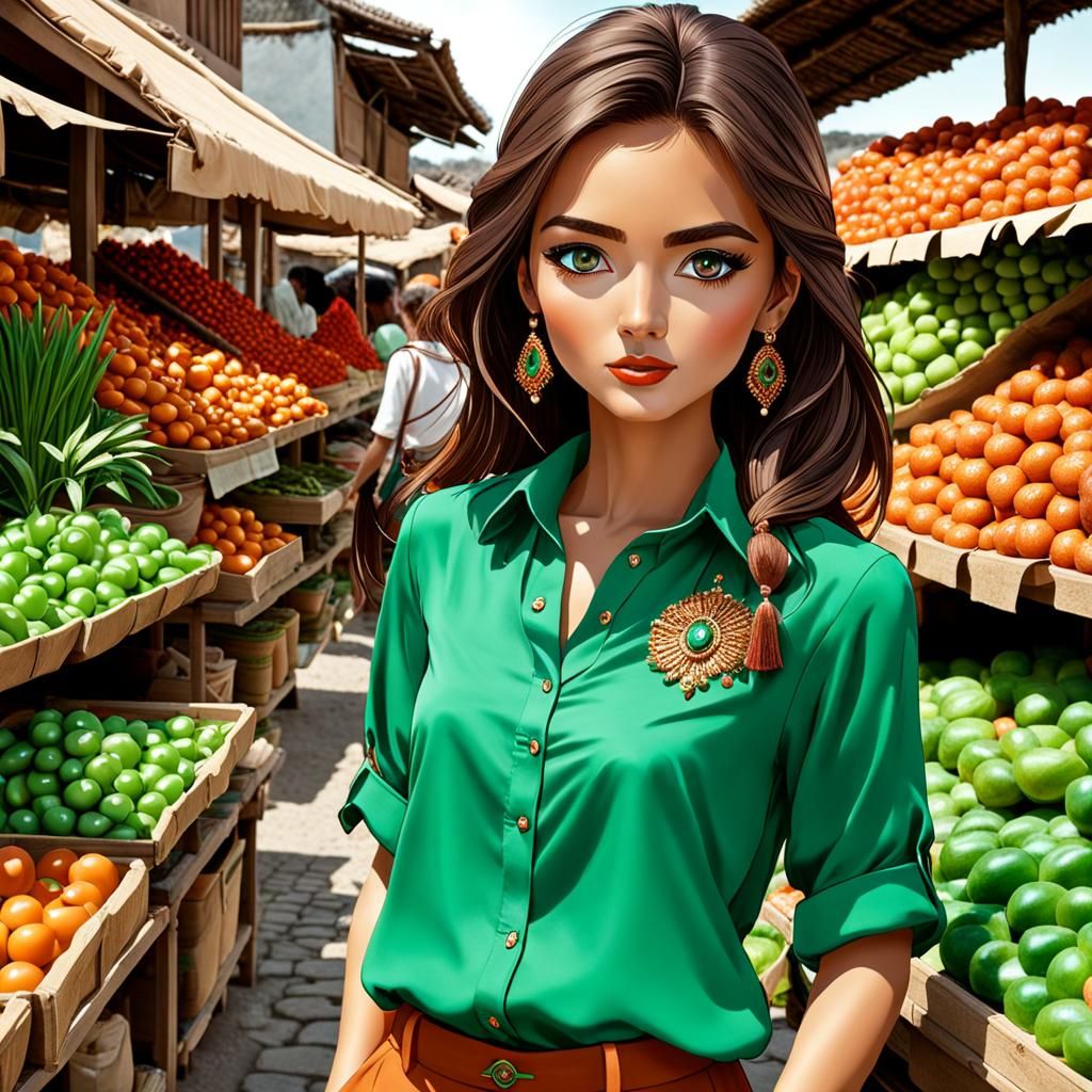 Woman with Jade Jewelry at Lively Market