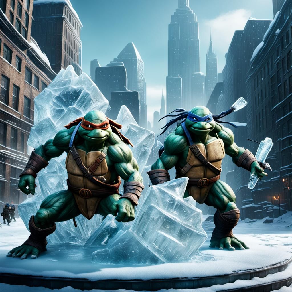 TMNT Ice Sculpture in a Frozen City