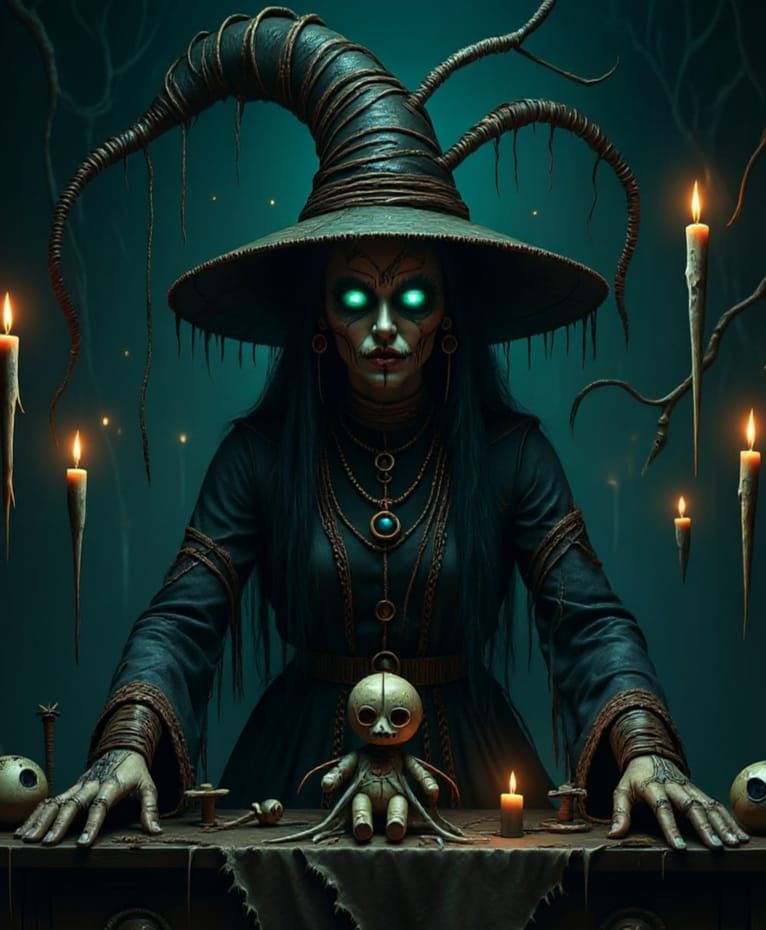 Sinister Voodoo Doll Witch Mask