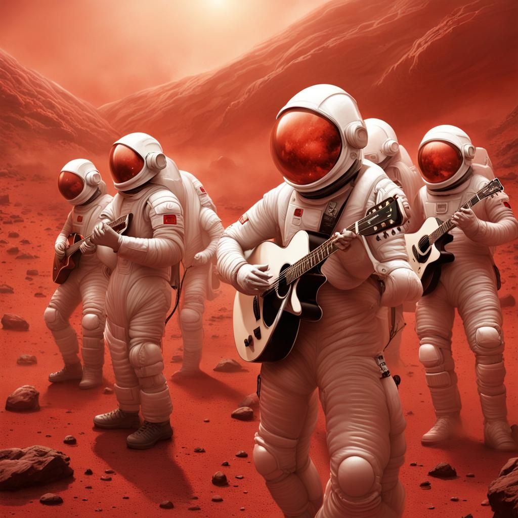 Coldplay Concert on Mars in Hyperrealistic Style