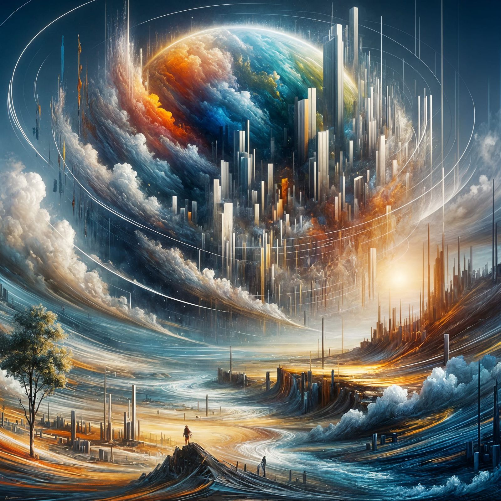 Abstract Expressionist Landscape of Environmental Chaos