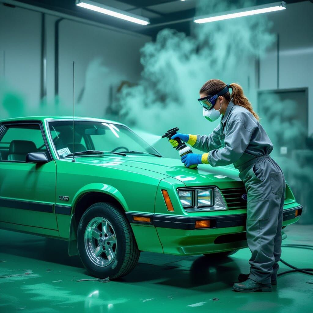 Kelly Green Mustang Painted in 1980s Style