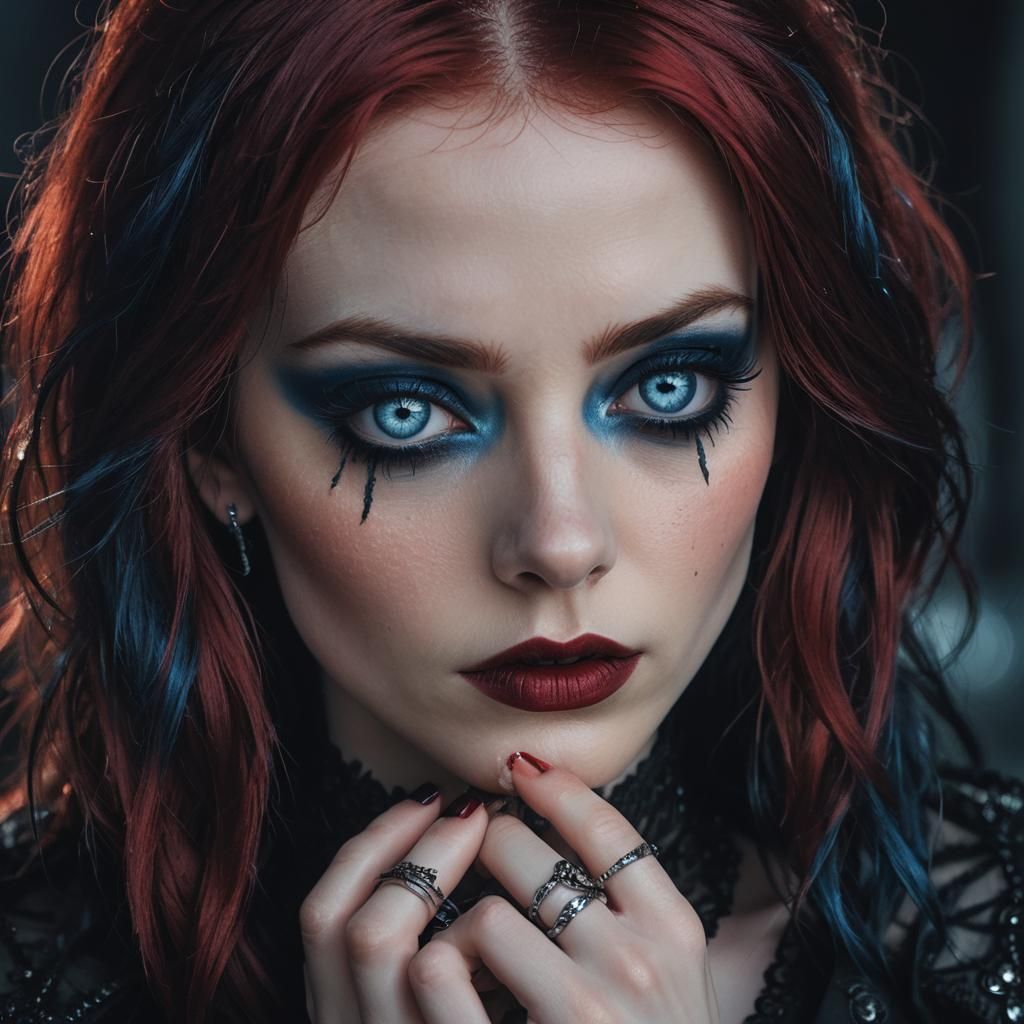 Striking Goth Woman Portrait in Gothic Realism