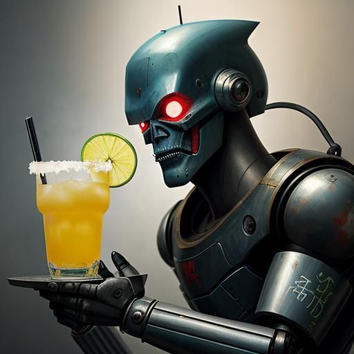 Vintage Japanese Robot Drinks a Margarita