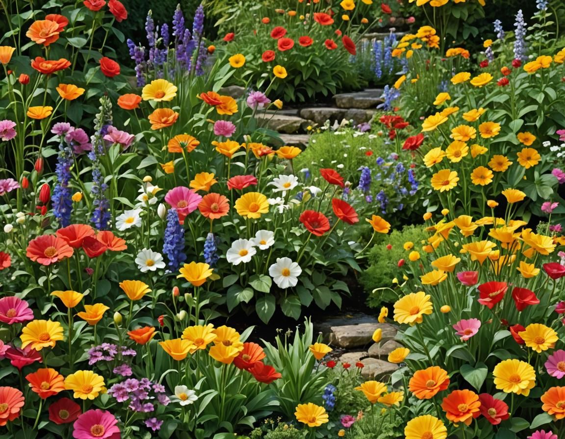 Utopian Flower Garden in James Gurney Style