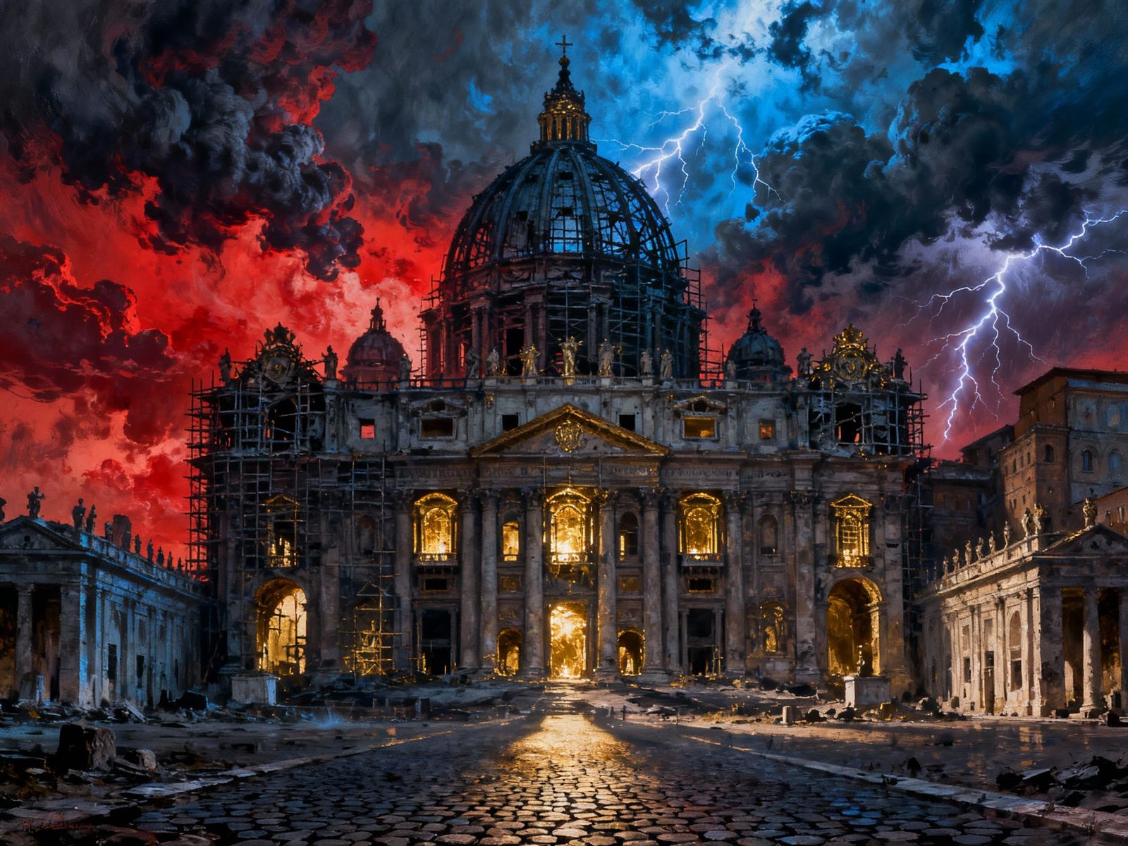 Saint Peter's Basilica Under Construction Amidst Dramatic Th...