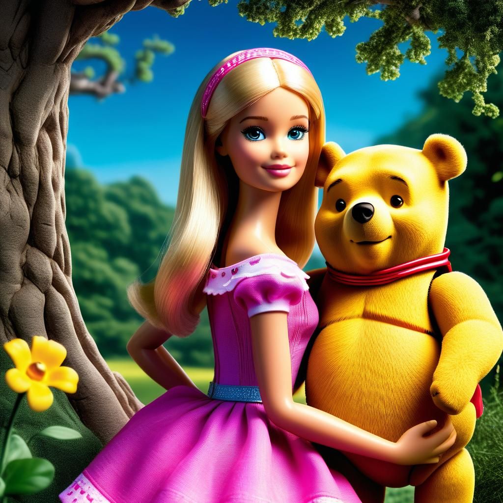 Barbie album cover Barbie with the Pooh bear