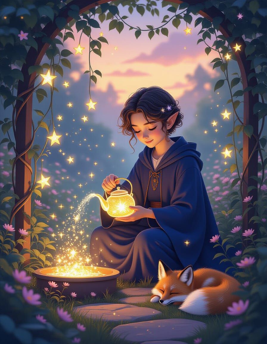 watering plants in the midnight