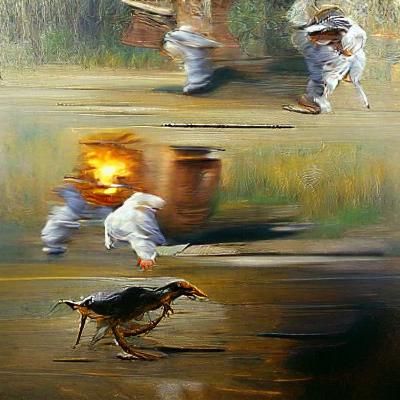 Runner in Field: Oil Painting in Gurney Style