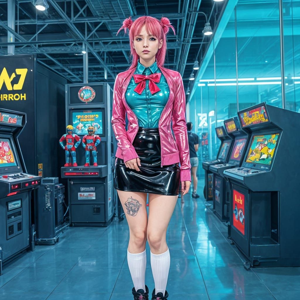 Anime Convention: Woman in Shiny Latex Outfit