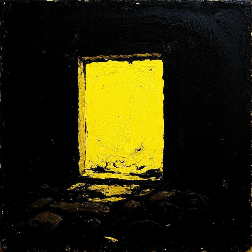 Glowing Yellow Wall in Dark Urban Landscape