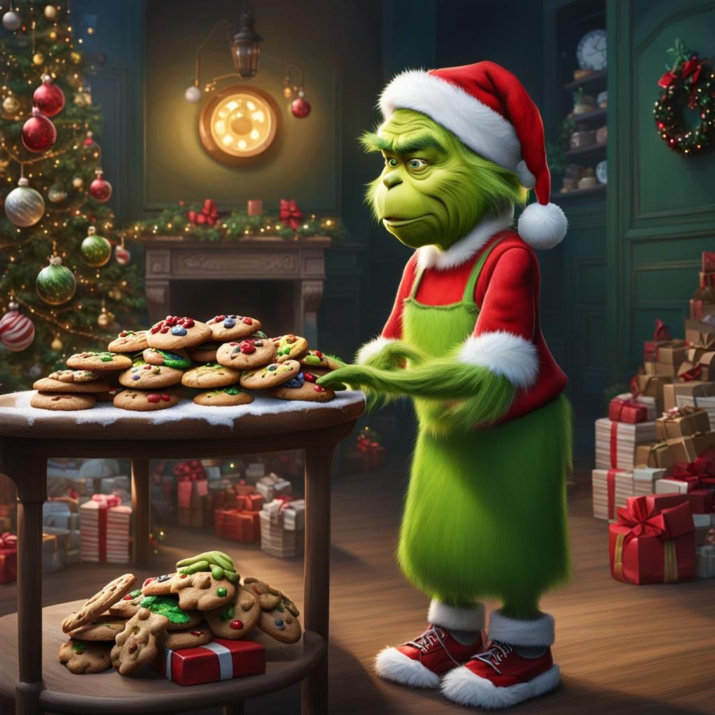 Girl Guide Selling Cookies to Grinch