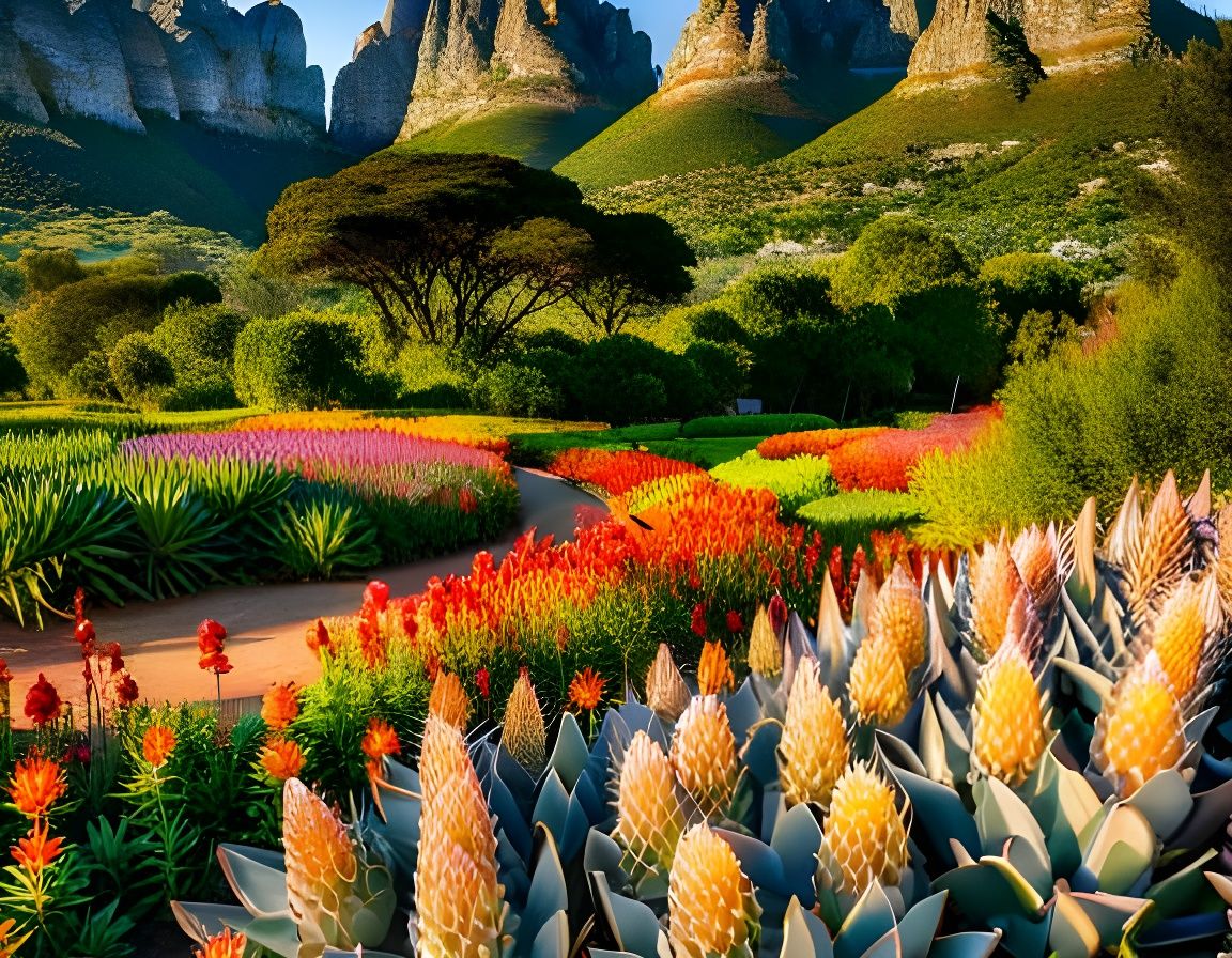 Kirstenbosch Garden's Proteas and Aloes: Hyperdetailed Illus...