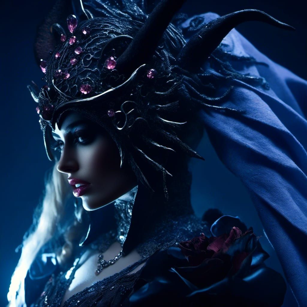 <lora:Magic Portraits :1.0> A monster girl hiding her monster face behind the pretty girl mask, preparing to byte, dark ...