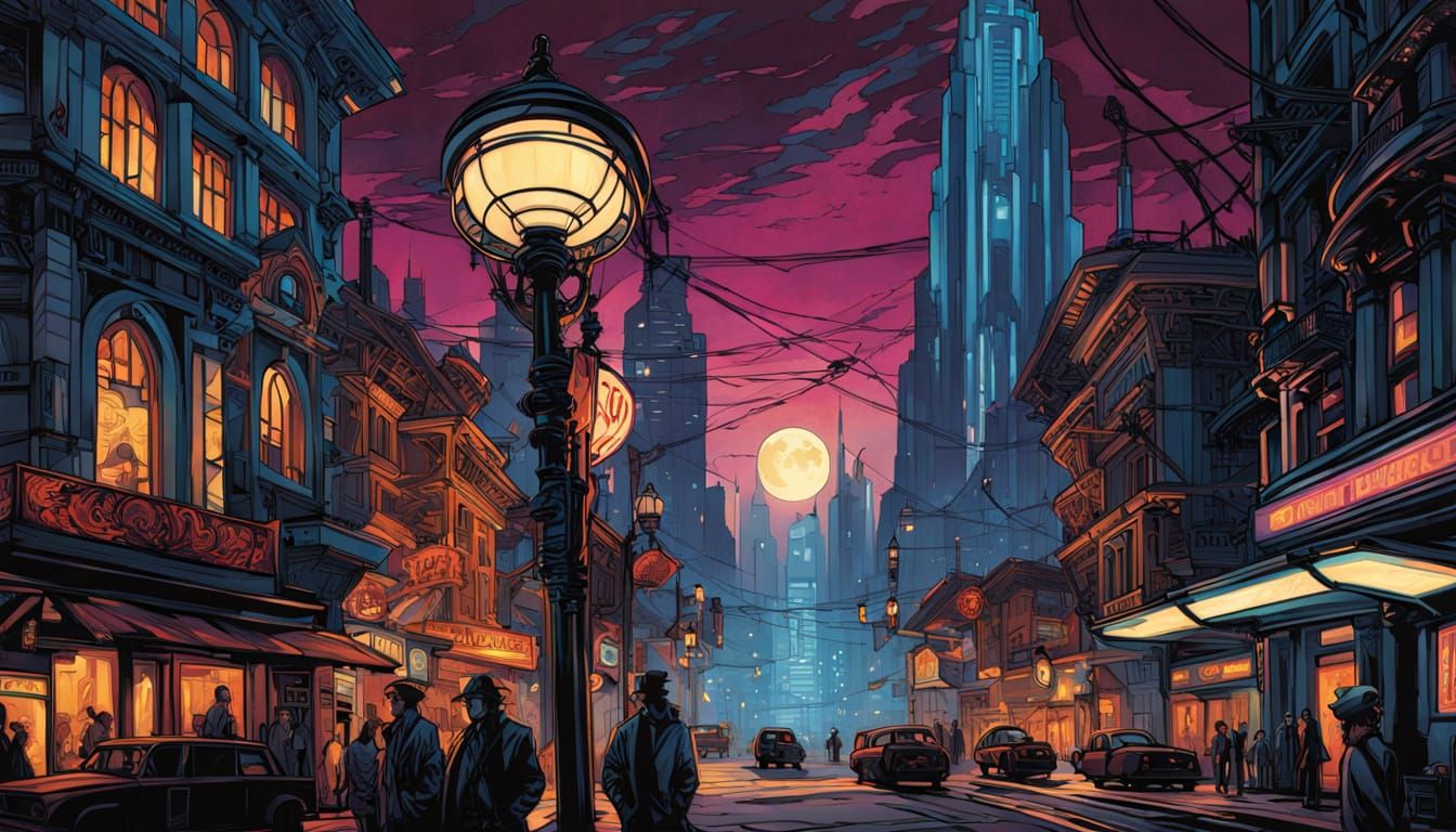 Cyberpunk City Market Under Neon Skyscrapers