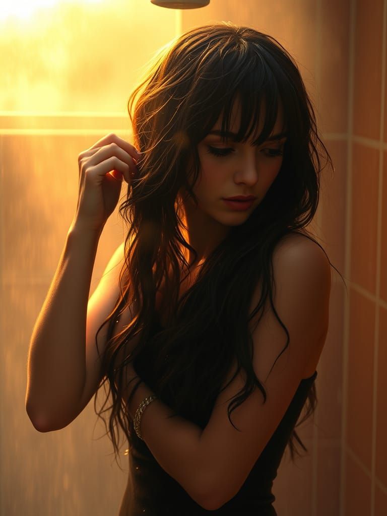 Velma Dinkley Lost in Thought, Misty Bathroom, Impressionist...