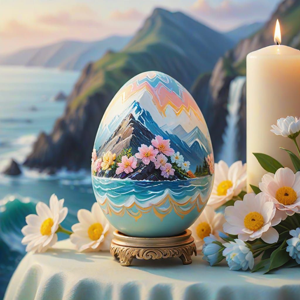 Gentle Easter Egg Oil Painting in Soft Focus