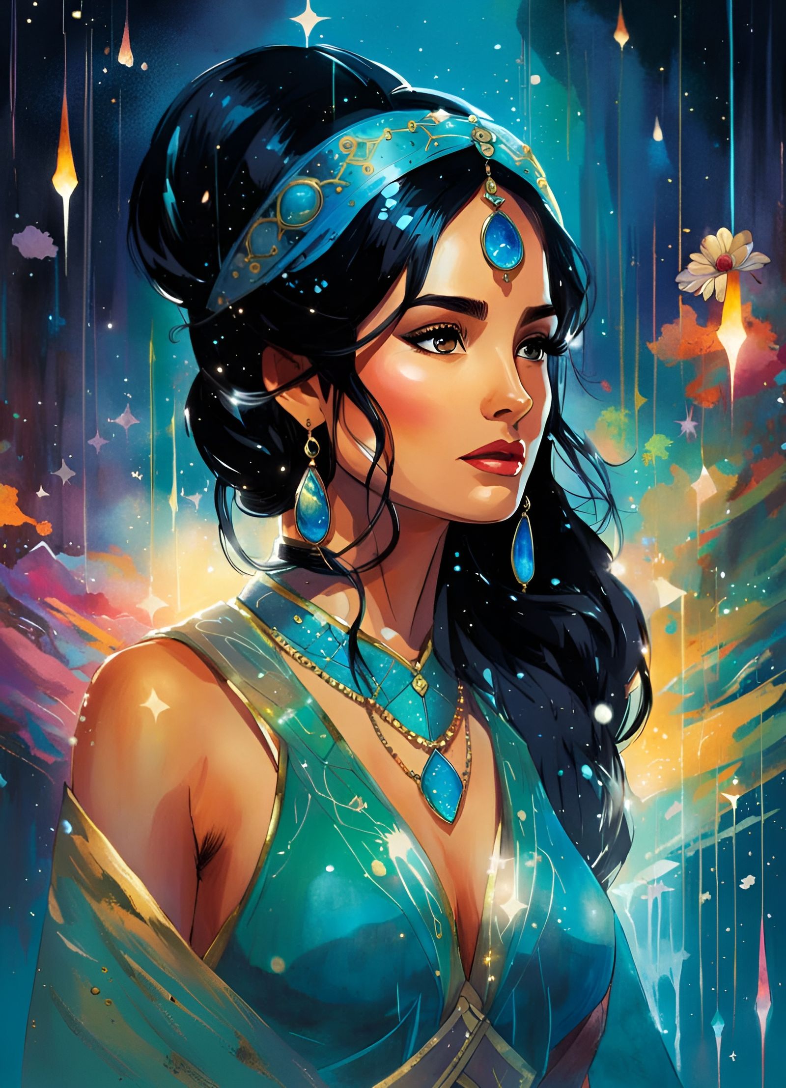 Anime Princess Jasmine as Rain Goddess
