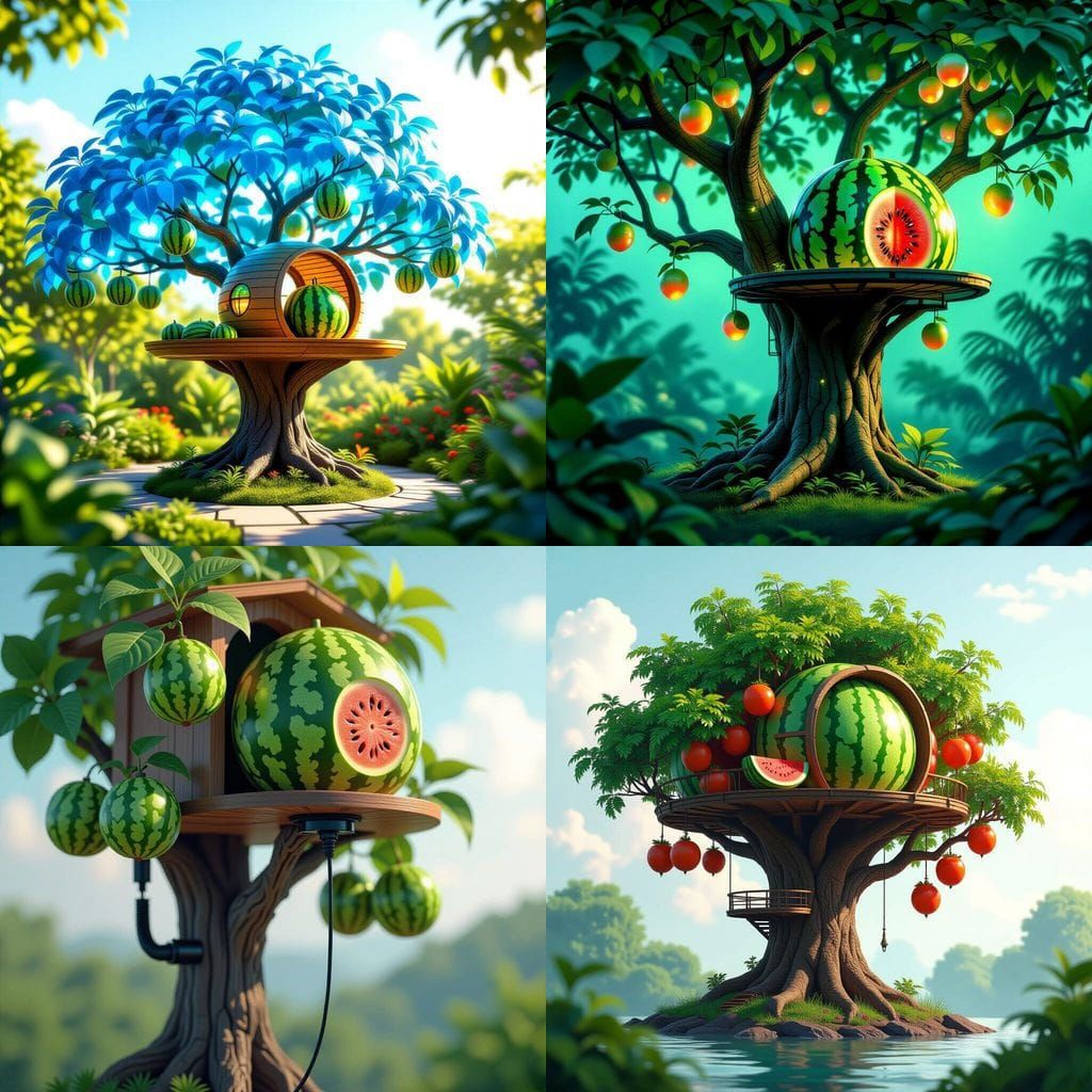 Solar-Powered Tree Grows Electric Fruit Resembling Watermelo...