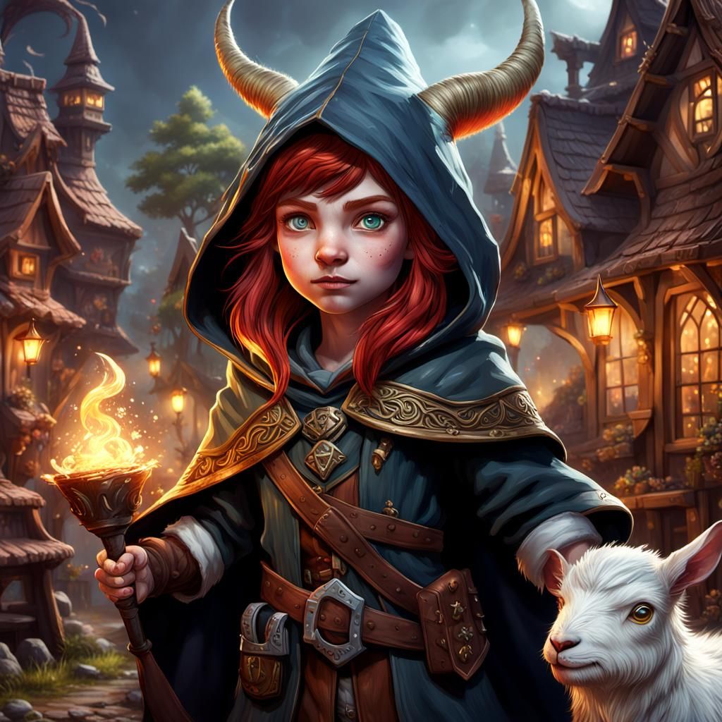 Gnome Warlock Rides Goat: Fantasy Concept Art