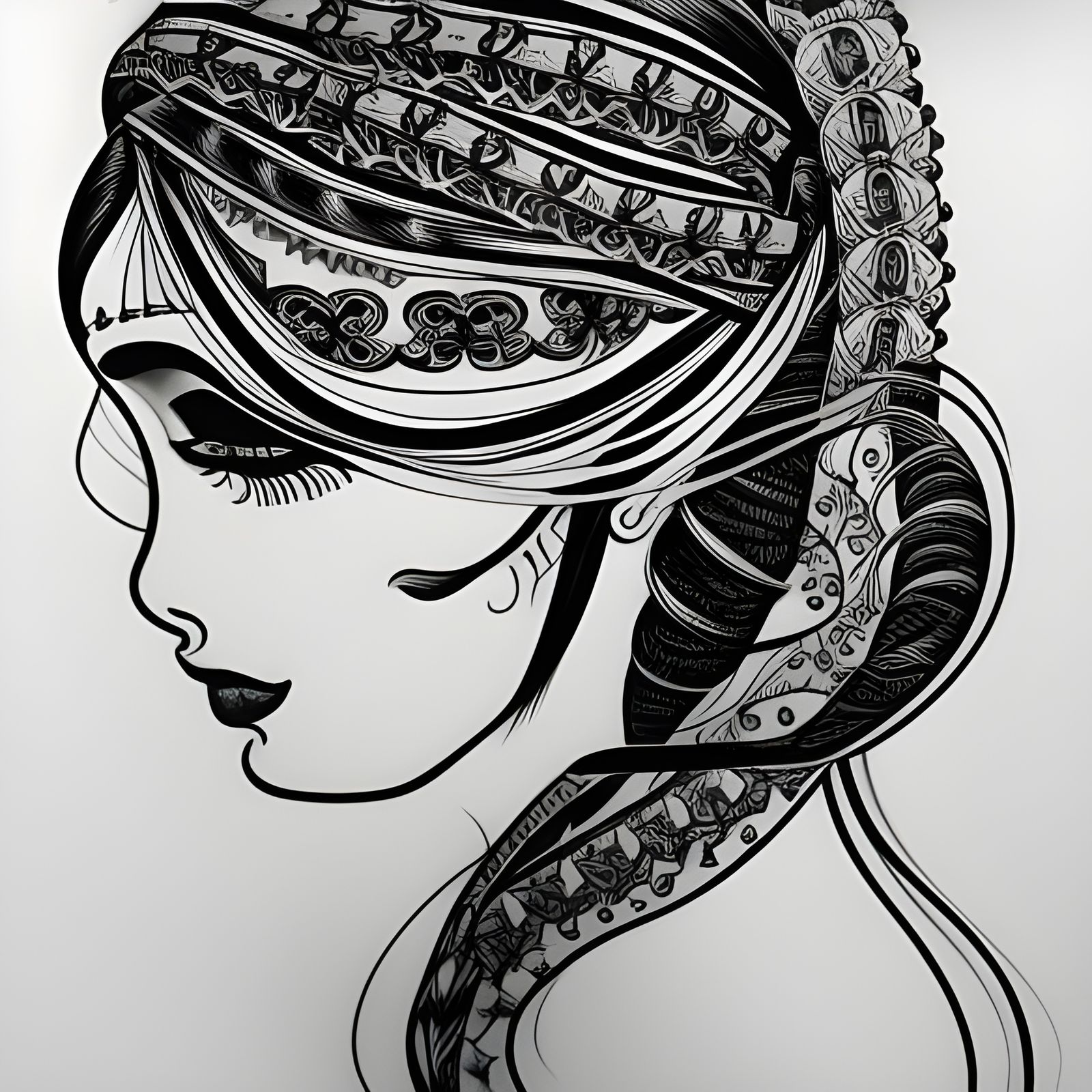Gypsy Head Tattoo Flash