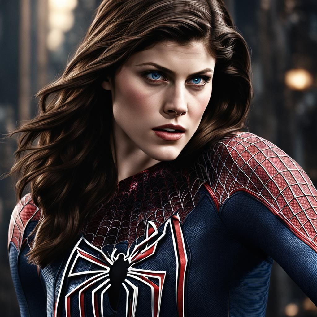 Hyperrealistic Spider-Woman Portrait in Cinematic Lighting
