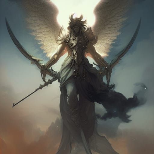 Epic Angel Warrior in Heaven Concept Art