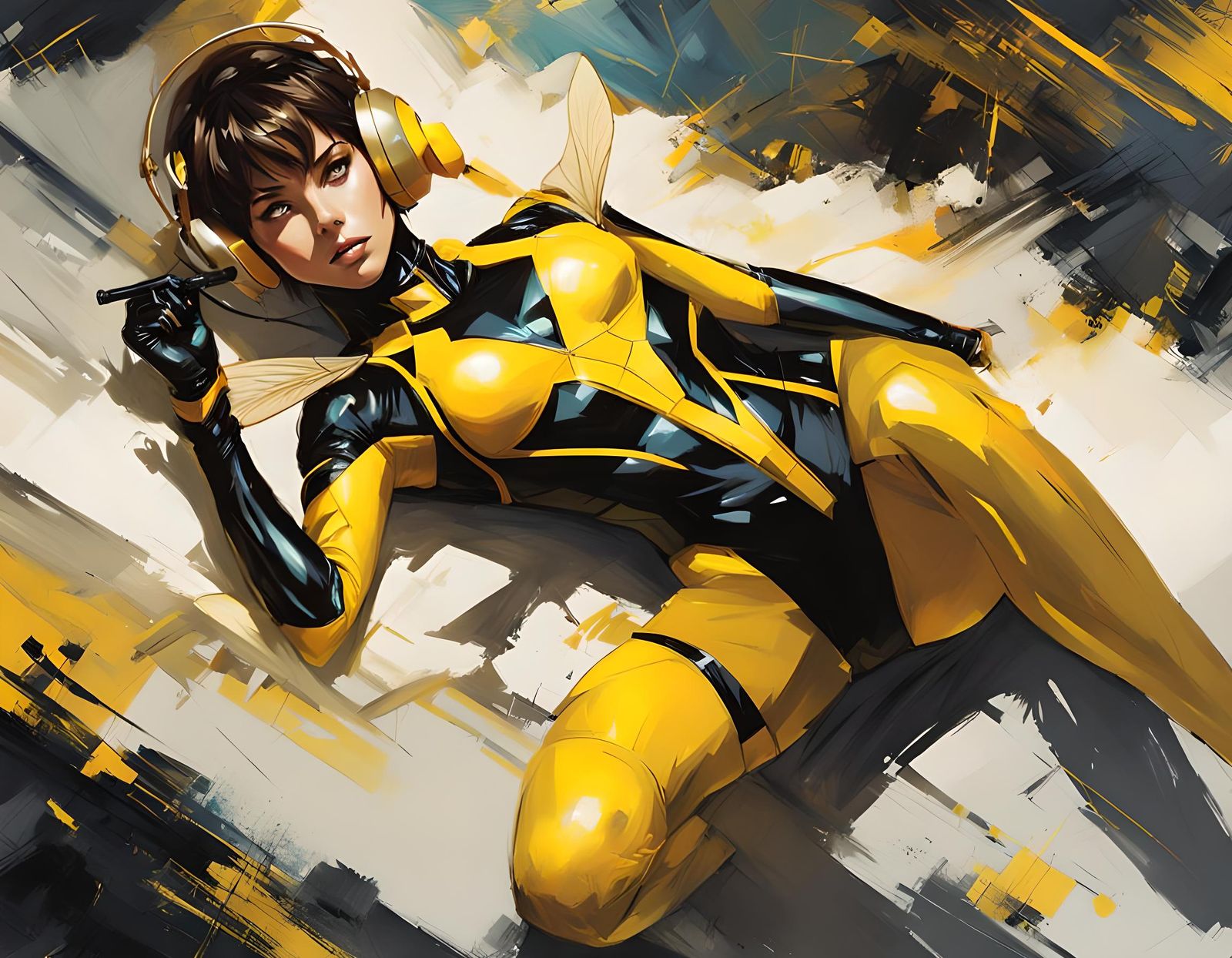 Wasp in Bikini: Anime Art, Oil on Canvas