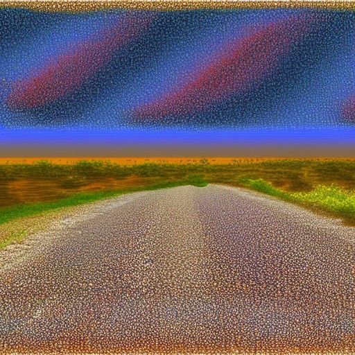 Texas Dirt Road in Kinetic Pointillism Style
