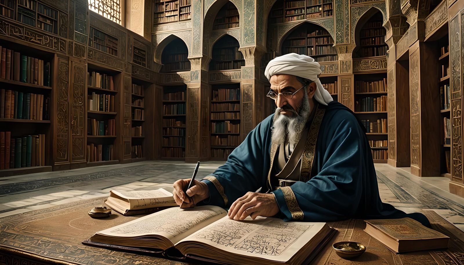 Al-Khwarizmi Inventing Algebra: Matte Painting