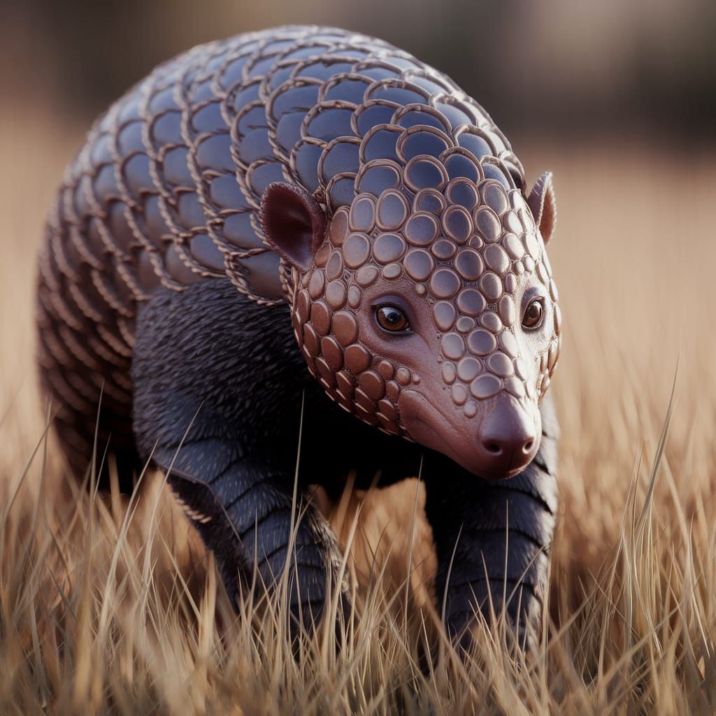 Pangolin in Dry Grass: Detailed Matte Painting