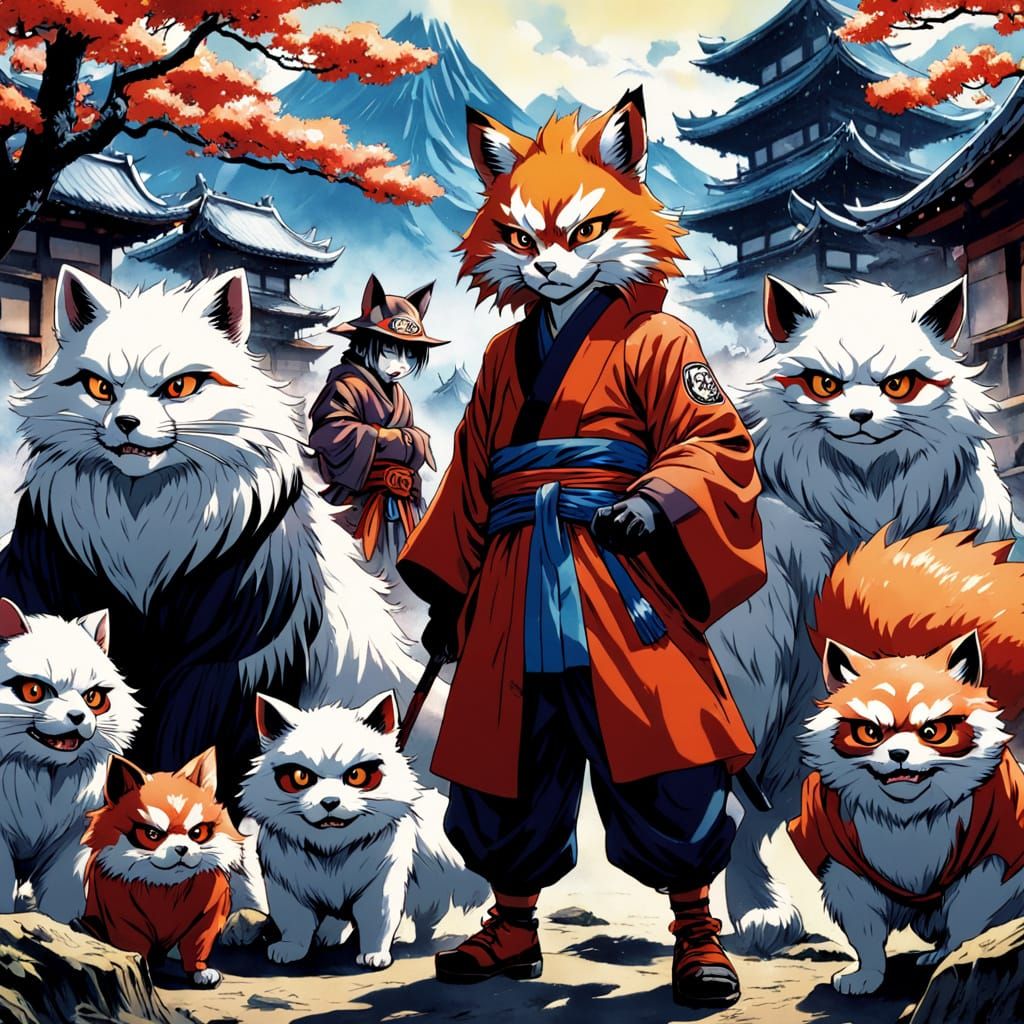 Mythical Creatures Unite: A Manga-Style Illustration