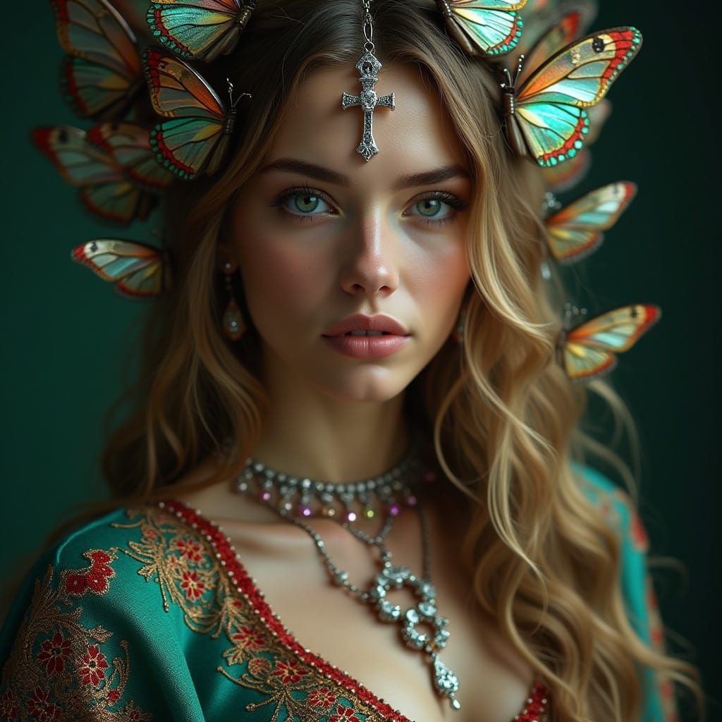 Hyperrealistic Portrait of Enchanting Woman in Vibrant, Futu...