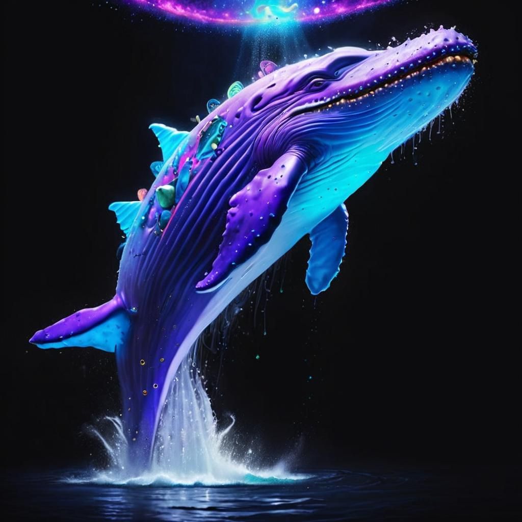 Psychedelic Whale in Peanut Butter Sea, Hyperrealistic