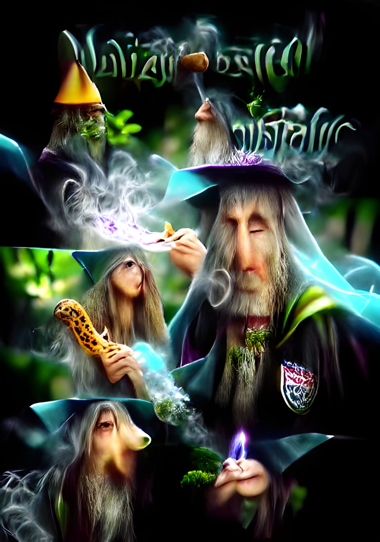 Wizard Smoking Marijuana in a Filmic Style