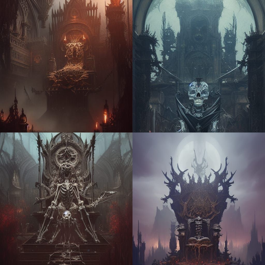 Dark Fantasy Skeleton Throne in 8k Resolution