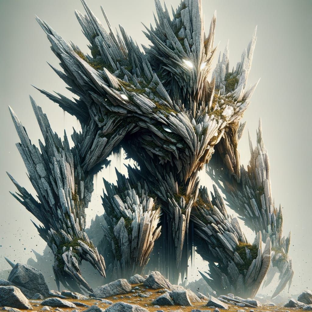 Epic Stone Spike Creature in Fantasy Landscape