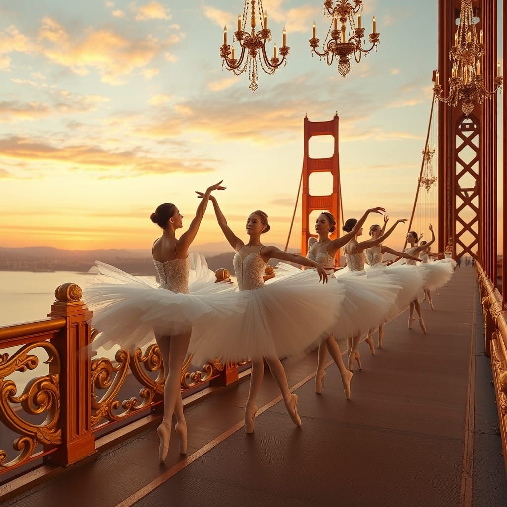 Ballerinas in Golden Palace on Golden Gate Bridge