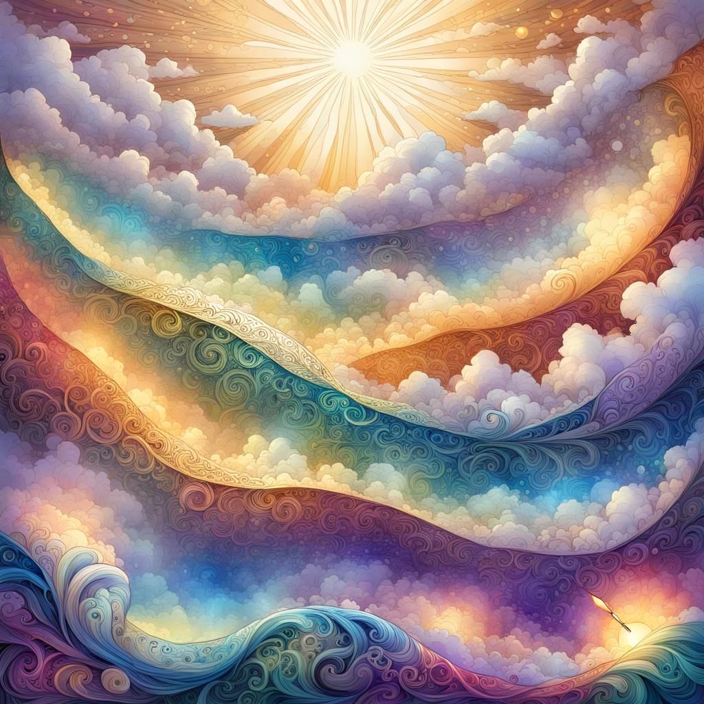 Rainbow Light Illuminates Ornate Scroll