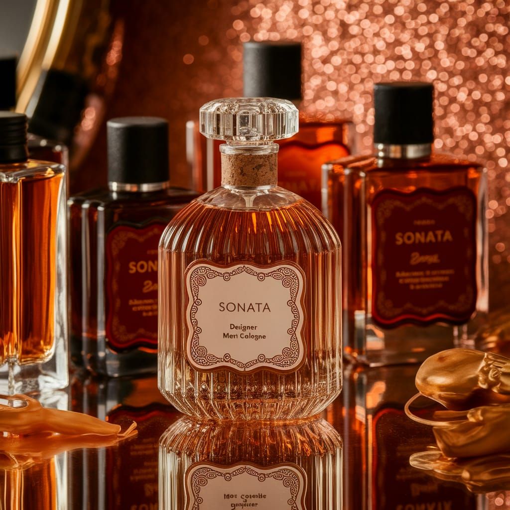 Luxurious Crystal Cologne Bottle in Warm, Delicate Lighting